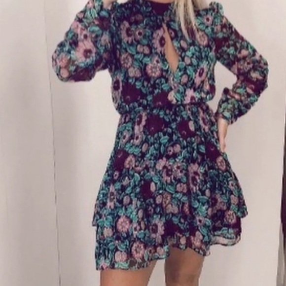 ZARA FLORAL LONG SLEEVE DRESS - Picture 14 of 16